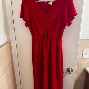 Leith Red Jumpsuit with Tie Waist